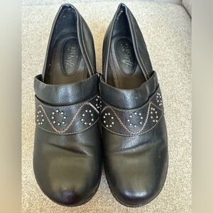 Sofft Black Mules with Metal Stud Detailing